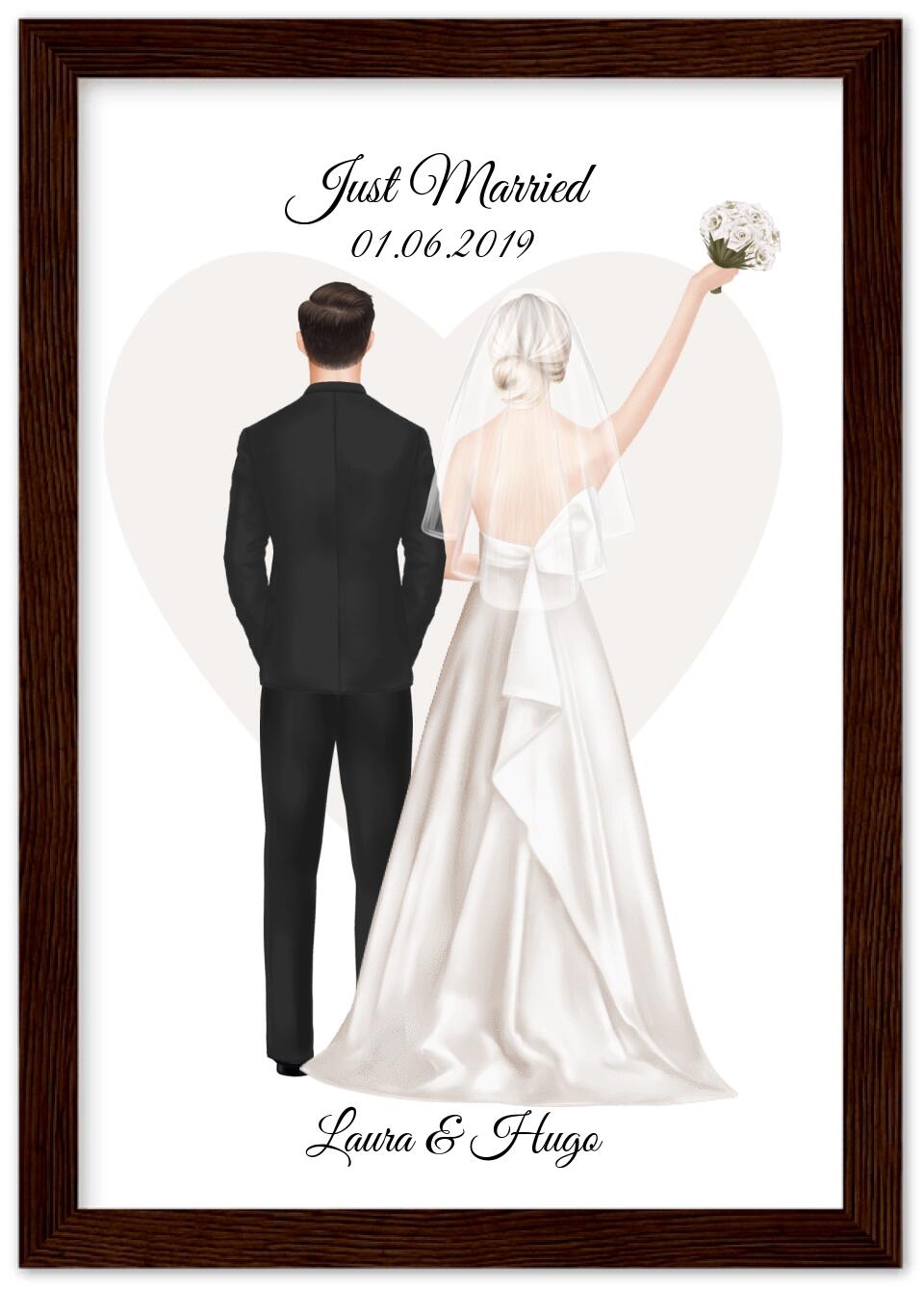 Personalisiertes Hochzeitsgeschenk - Hochzeitsbild mit Namen personalisiert - Geschenk zur Hochzeit - Hochzeitsgeschenkidee