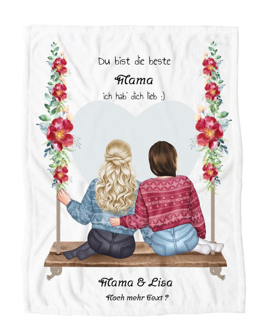 Muttertagsgeschenk personalisiert für Mama zum Muttertag & Geburtstag | Geschenk Mutter Tochter | Kuschelige Decke