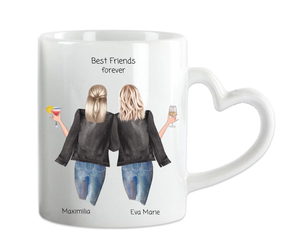 2 Beste Freundinnen Tasse personalisiert - Beste Freundin Geburtstagsgeschenk