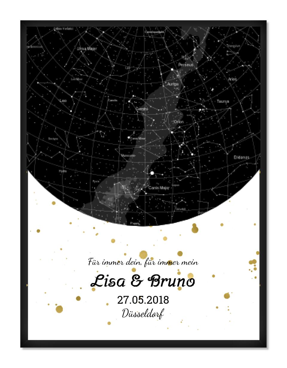 Hochzeitsgeschenk | Personalisierte Sternkarte | Sternenhimmel Poster | Sternkarte Geschenk zur Hochzeit, zur Geburt, zur Taufe | Geschenk Brautpaar