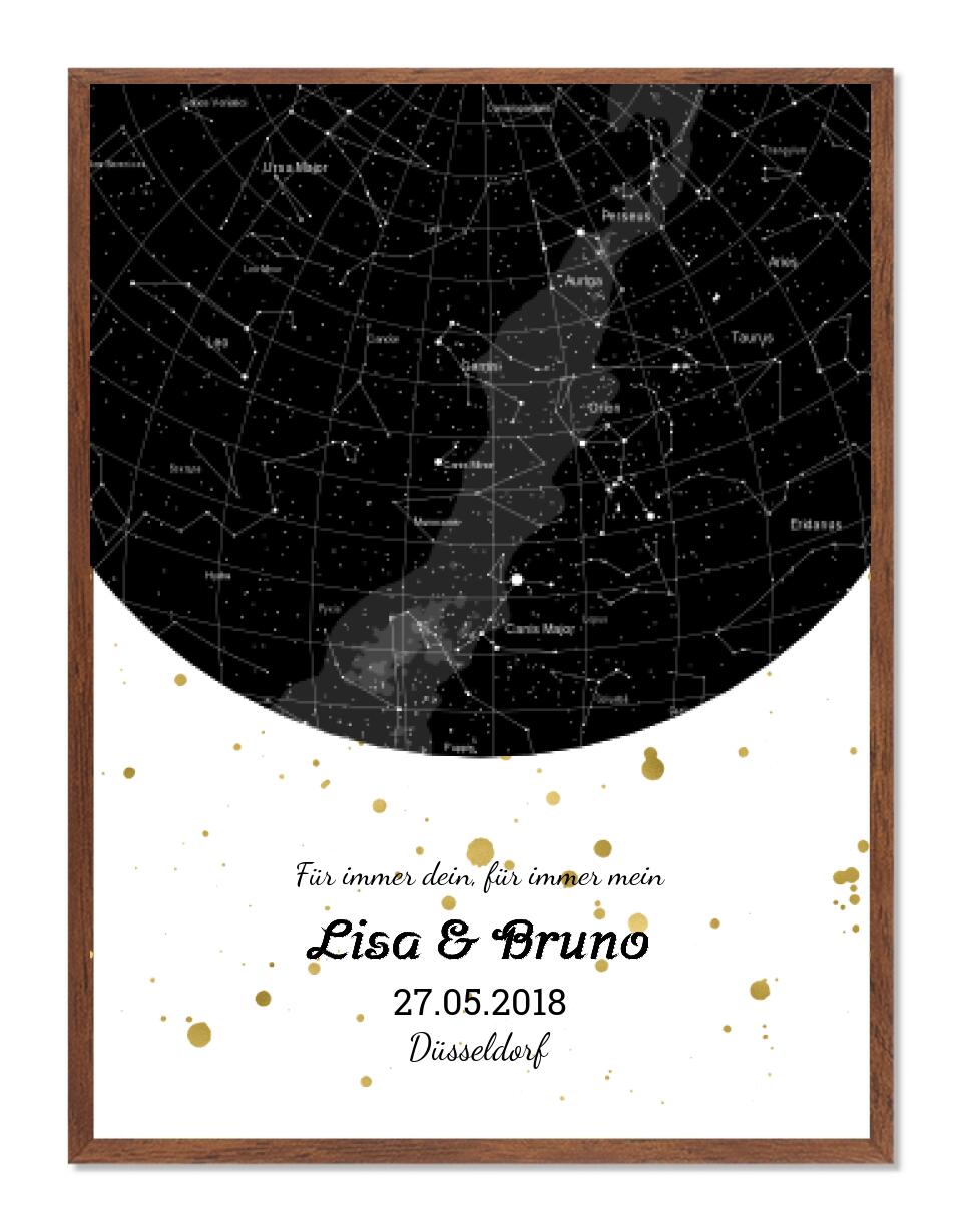 Hochzeitsgeschenk | Personalisierte Sternkarte | Sternenhimmel Poster | Sternkarte Geschenk zur Hochzeit, zur Geburt, zur Taufe | Geschenk Brautpaar