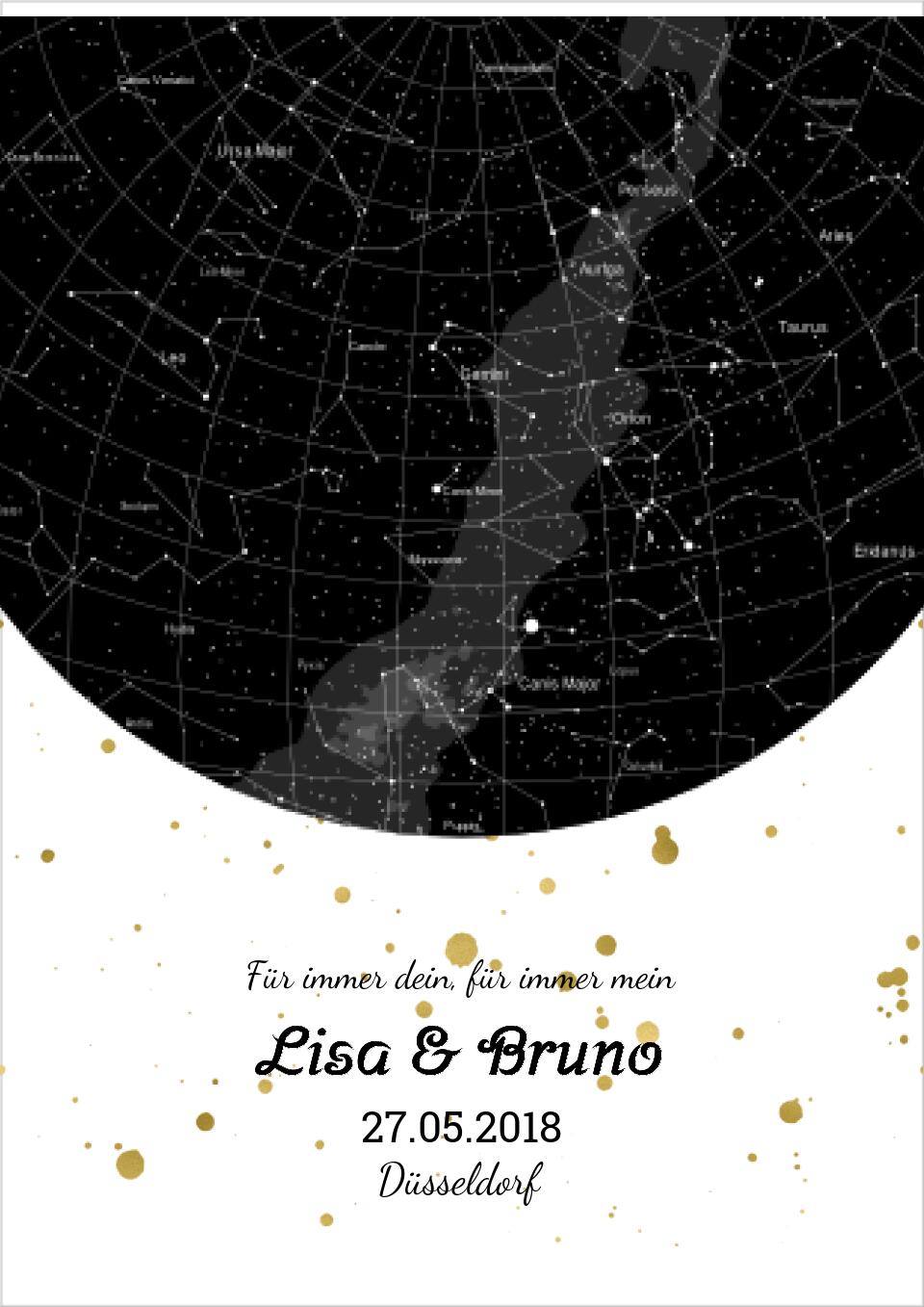 Hochzeitsgeschenk | Personalisierte Sternkarte | Sternenhimmel Poster | Sternkarte Geschenk zur Hochzeit, zur Geburt, zur Taufe | Geschenk Brautpaar