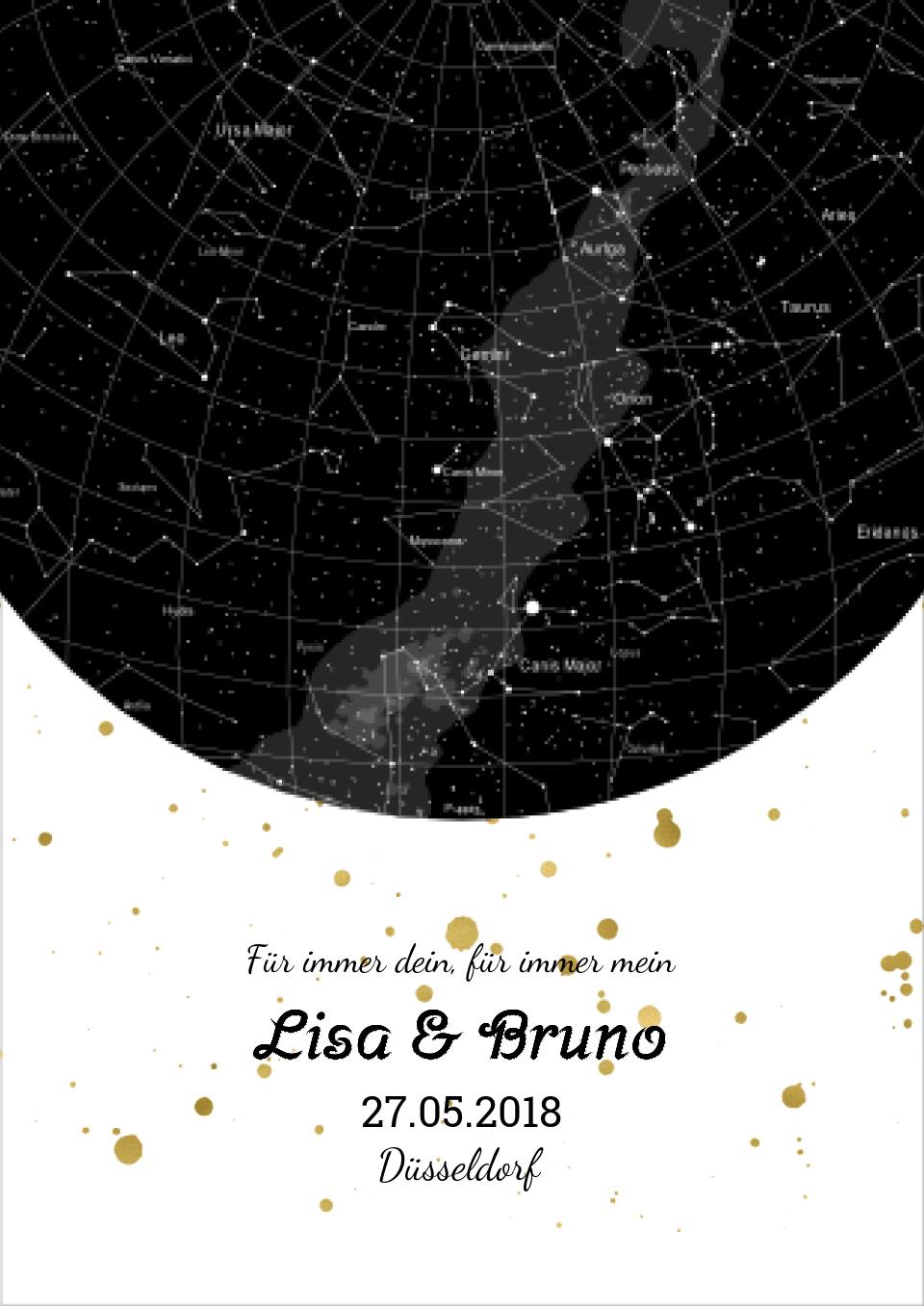 Hochzeitsgeschenk | Personalisierte Sternkarte | Sternenhimmel Poster | Sternkarte Geschenk zur Hochzeit, zur Geburt, zur Taufe | Geschenk Brautpaar