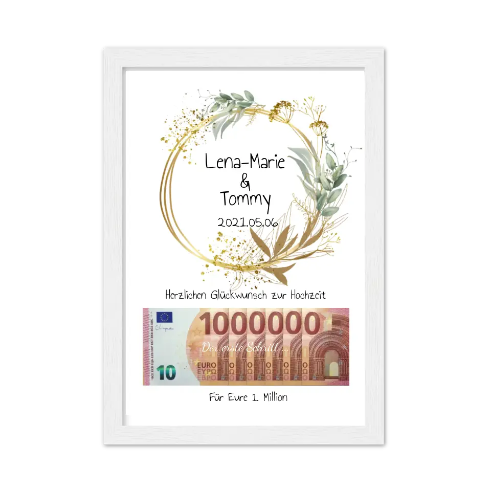 Personalisiertes Geschenk, Geldgeschenk zur Hochzeit, Hochzeitsgeschenk Für Eure 1. Million - Geldgeschenk Wunscherfüller