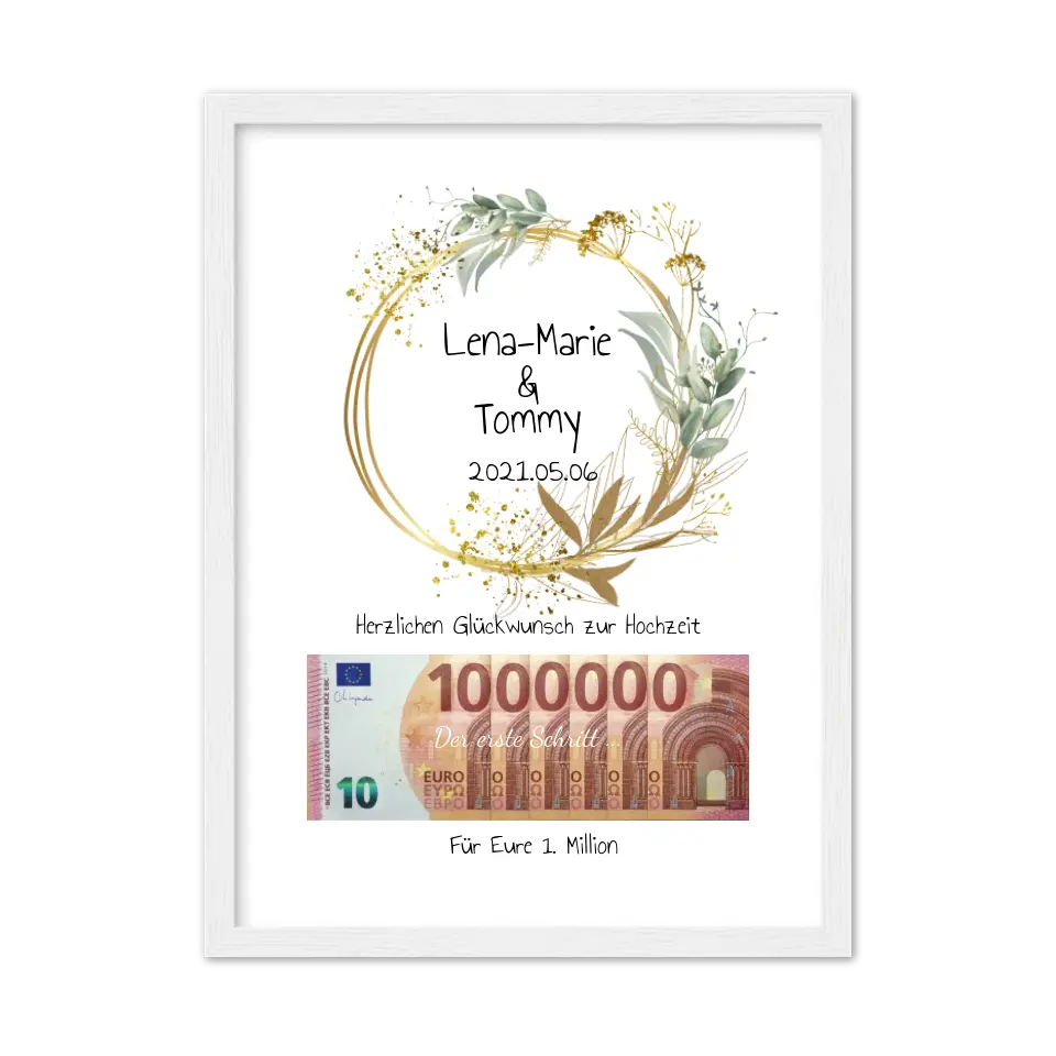 Personalisiertes Geschenk, Geldgeschenk zur Hochzeit, Hochzeitsgeschenk Für Eure 1. Million - Geldgeschenk Wunscherfüller