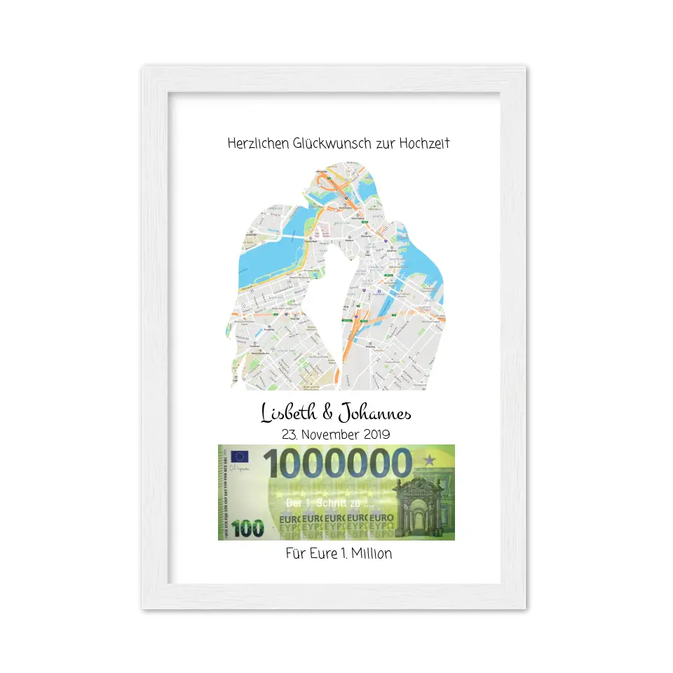 Geldgeschenk Wunscherfüller - Personalisiertes Geldgeschenk zur Hochzeit - Hochzeitsgeschenk Eure 1. Million