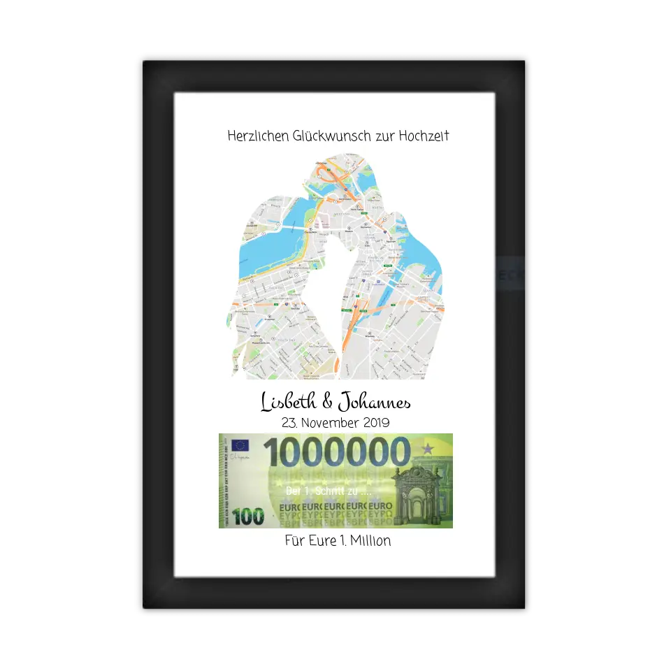 Geldgeschenk Wunscherfüller - Personalisiertes Geldgeschenk zur Hochzeit - Hochzeitsgeschenk Eure 1. Million
