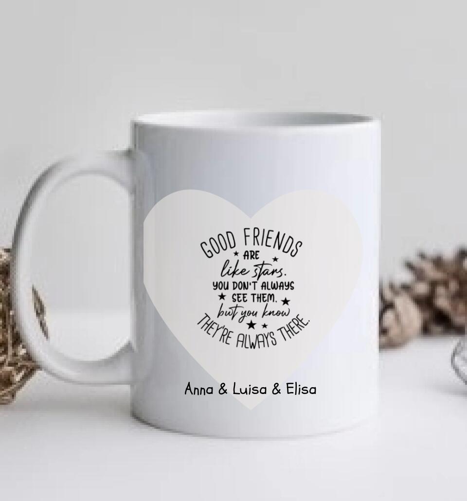 Personalisierte Tasse 3 Beste Freundinnen, Kaffeebecher, Geschenkidee Freundin, Schwester, Kollegin, Weihnachtsgeschenk