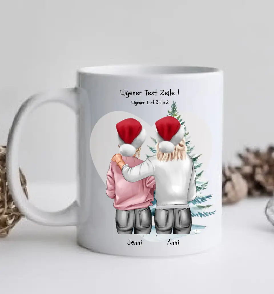 Personalisierte Tasse Nikolausgeschenk, Weihnachtsgeschenk für Geschwister, für Freundin
