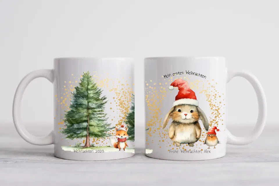 Geschenk Nikolaus, Weihnachten personalisiert - Kindertasse, Kinderbecher, Kinderteller - Nikolaustasse, Weihnachtstasse - mit Name