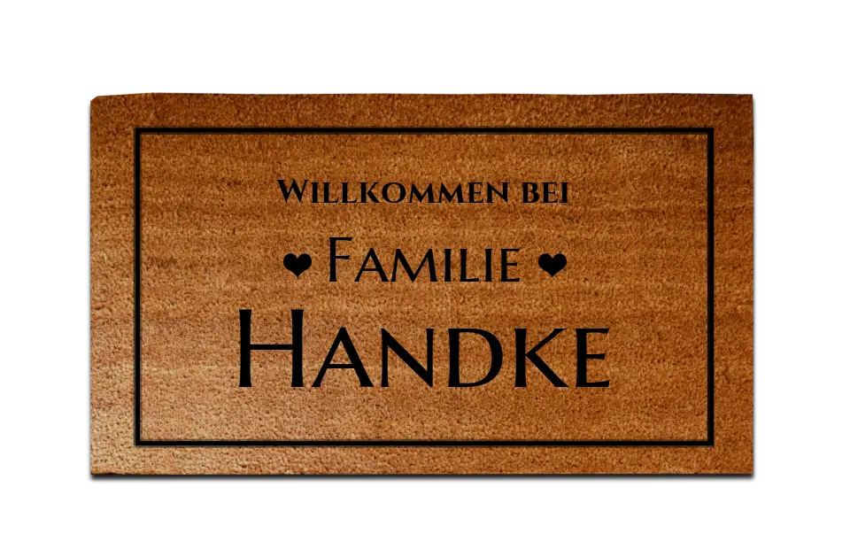 Personalisierte Fußmatte Familie mit Familienname, 40 x 70 cm, Kokosfaser-Fußmatte gelasert