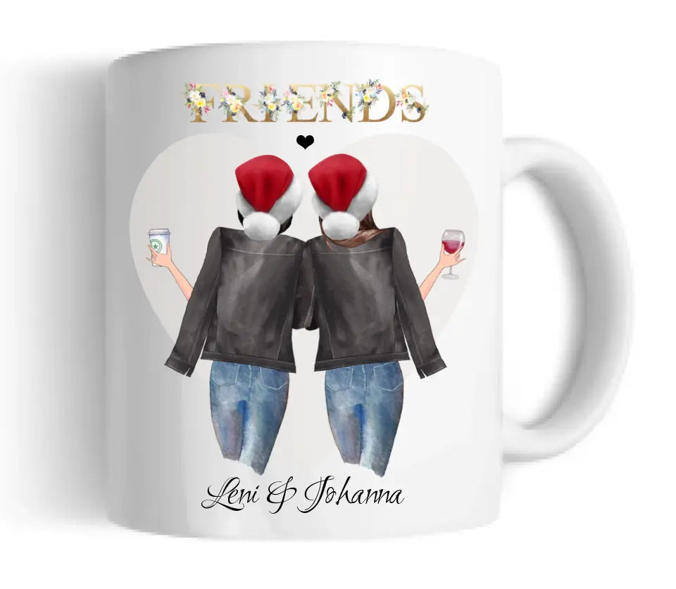 3 Beste Freundinnen Geschenk Kaffeetasse Weihnachtstasse personalisiertes Weihnachtsgeschenk - Geschenk für Freundin