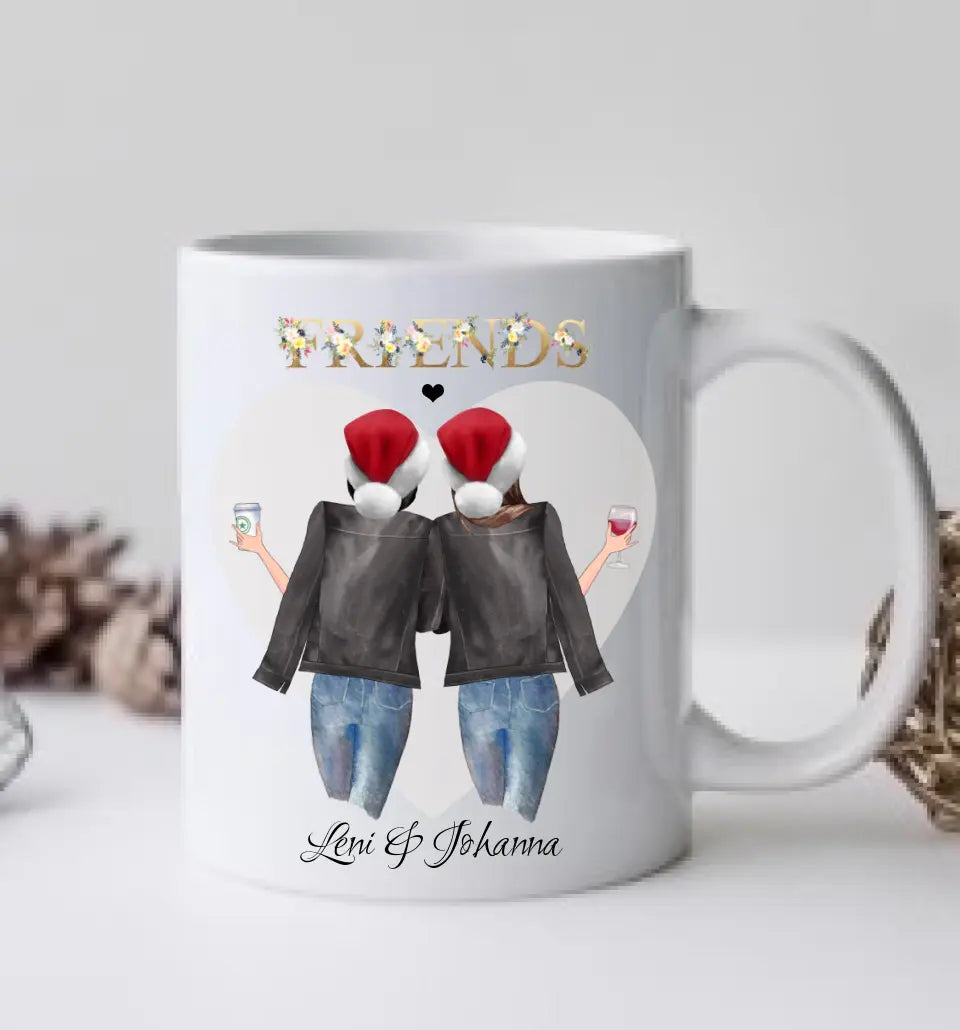 3 Beste Freundinnen Geschenk Kaffeetasse Weihnachtstasse personalisiertes Weihnachtsgeschenk - Geschenk für Freundin