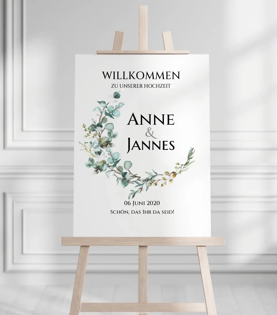Willkommensposter Hochzeit | Willkommensschild Hochzeit personalisiert mit Namen Datum | Hochzeitsempfang Schild