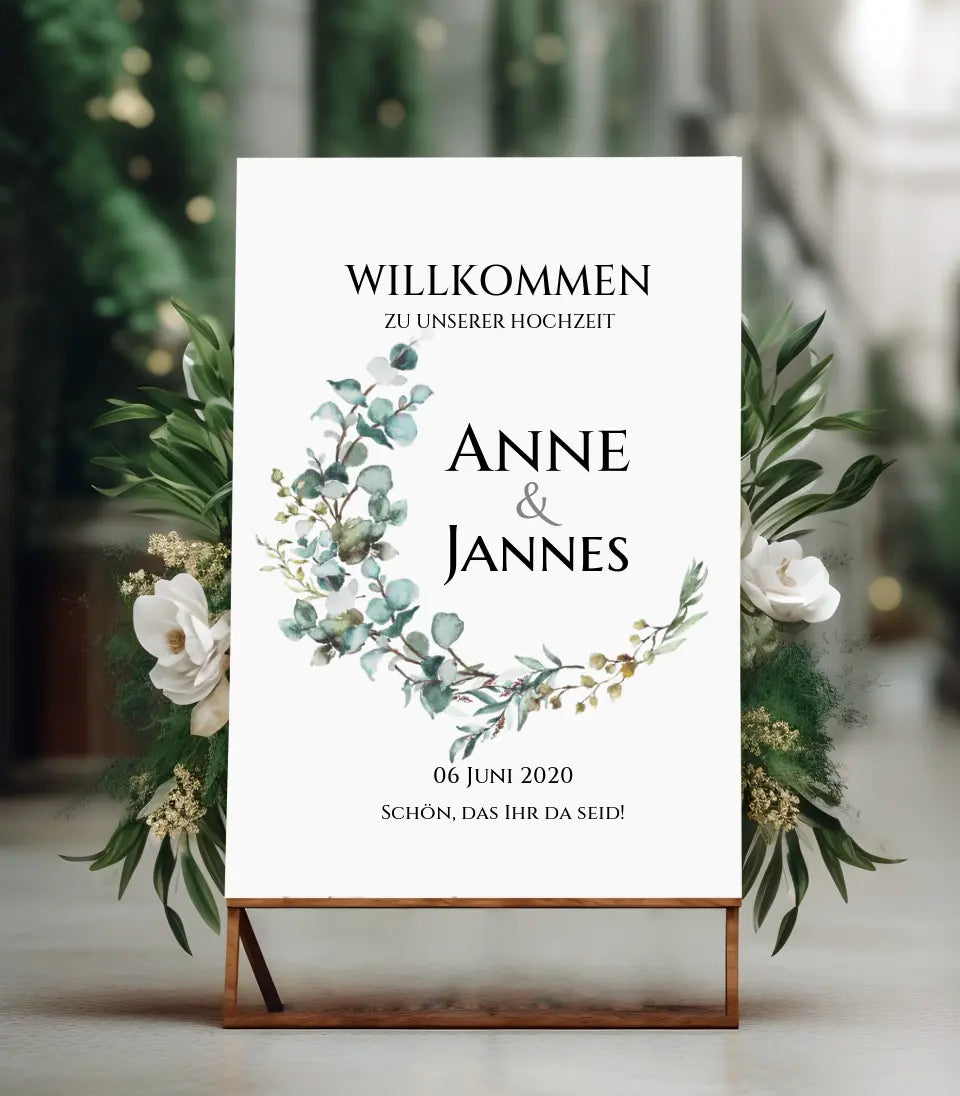 Willkommensposter Hochzeit | Willkommensschild Hochzeit personalisiert mit Namen Datum | Hochzeitsempfang Schild