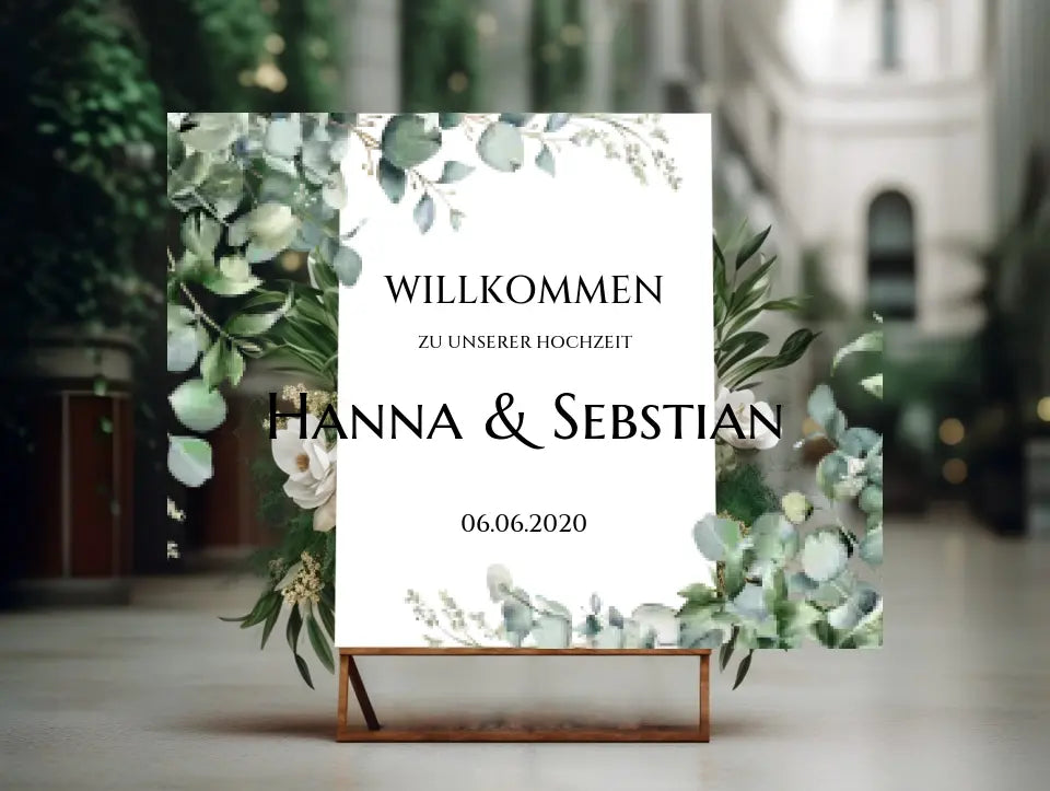 Willkommensposter Hochzeit | Willkommensschild Hochzeit personalisiert mit Namen Datum | Empfang Schild Hochzeit