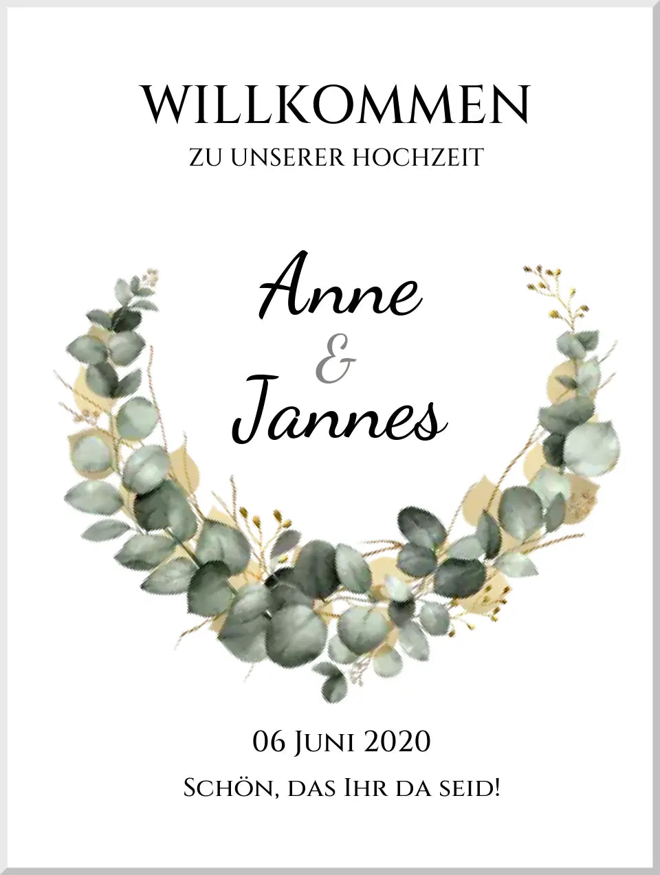 Willkommensposter Hochzeit | Willkommensschild Hochzeit personalisiert mit Namen Datum | Empfang Schild Hochzeit