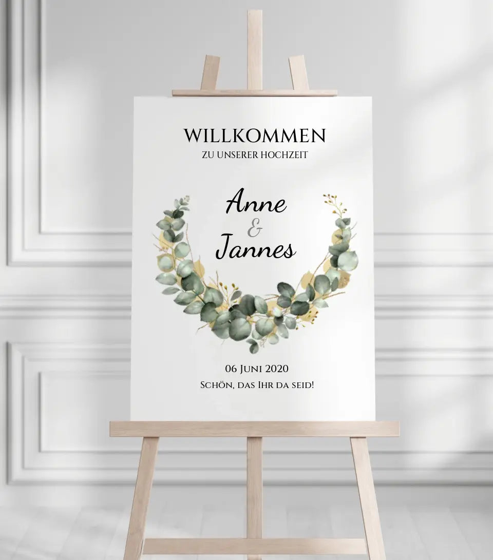 Willkommensposter Hochzeit | Willkommensschild Hochzeit personalisiert mit Namen Datum | Empfang Schild Hochzeit