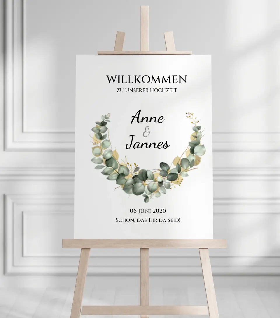 Willkommensposter Hochzeit | Willkommensschild Hochzeit personalisiert mit Namen Datum | Empfang Schild Hochzeit