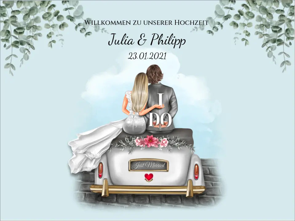 Willkommensposter Hochzeit | Willkommensschild Hochzeit personalisiert mit Namen Datum | Empfang Schild Hochzeit