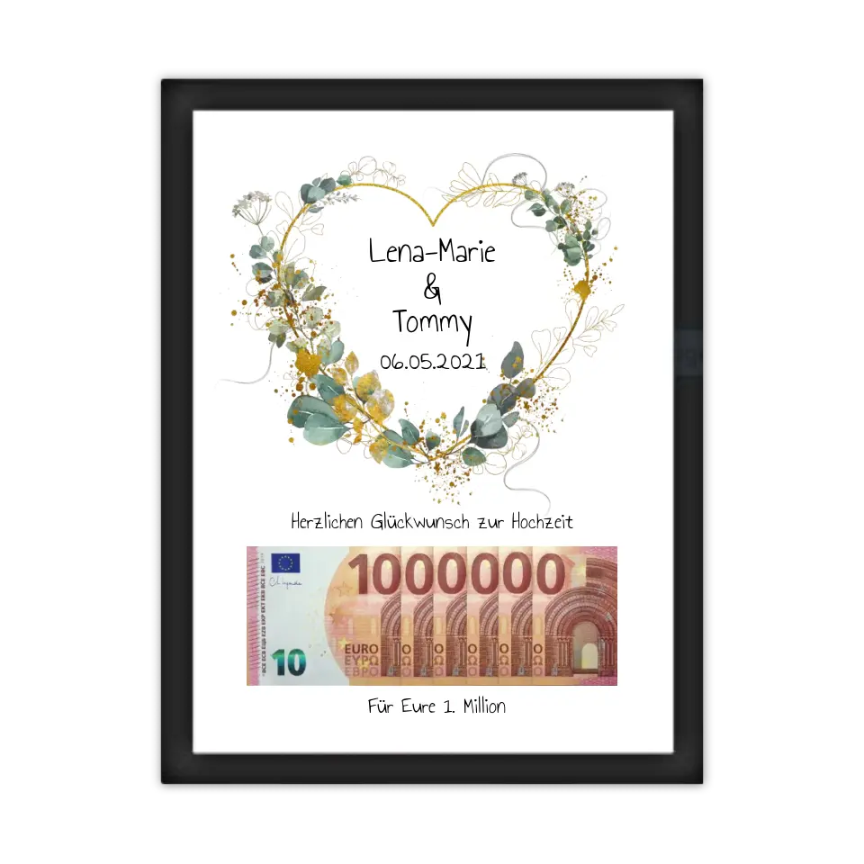 Geldgeschenk Wunscherfüller - Personalisiertes Geschenk, Geldgeschenk zur Hochzeit, Hochzeitsgeschenk Für Eure 1. Million