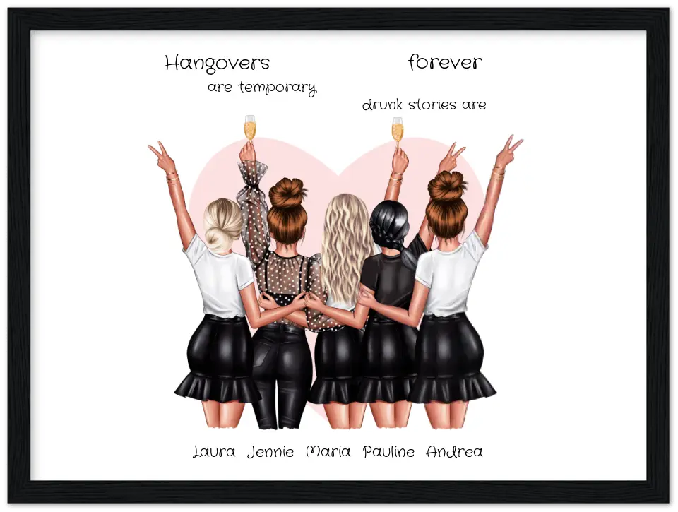 5 Beste Freundinnen personalisiertes Poster Geschenk Geburtstagsgeschenk - Freundin Bild Geschenk