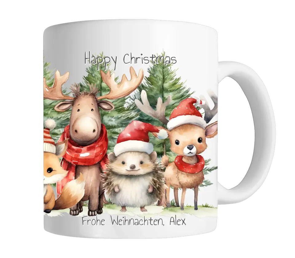 Geschenk Nikolaus, Weihnachten personalisiert - Kindertasse, Kinderbecher, Kinderteller - Nikolaustasse, Weihnachtstasse - mit Name