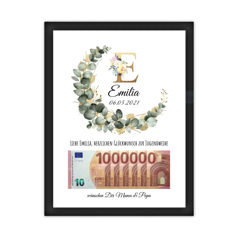 Geldgeschenk Wunscherfüller - Personalisiertes Geschenk, Geldgeschenk zum Geburtstag, Jugendweihe, Kommunion, Konfirmation, Geburtstagsgeschenk 1. Million