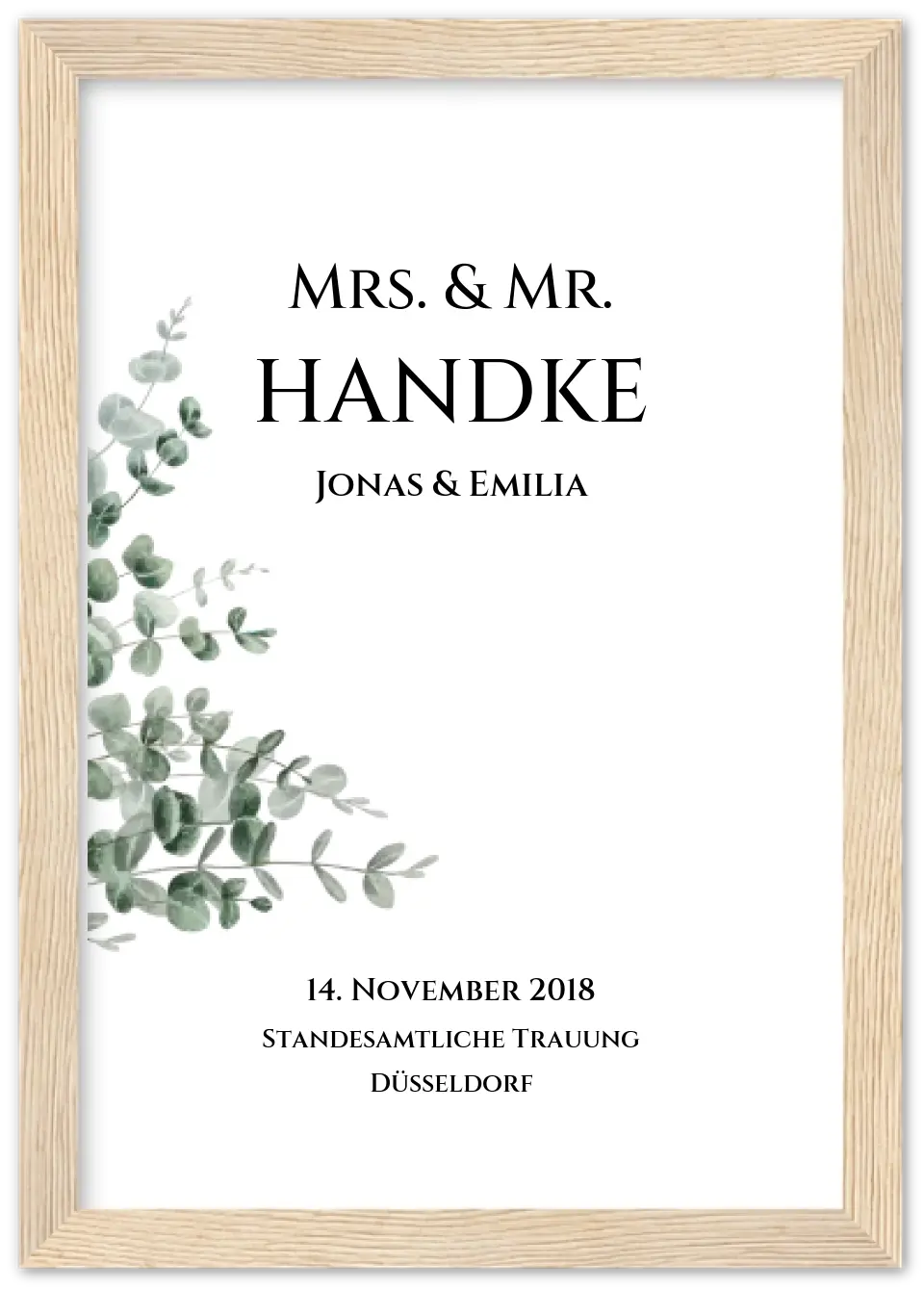 Personalisiertes Hochzeitsposter "Just Married" | "Mr. & Mrs." Hochzeitsgeschenk mit Namen und Datum