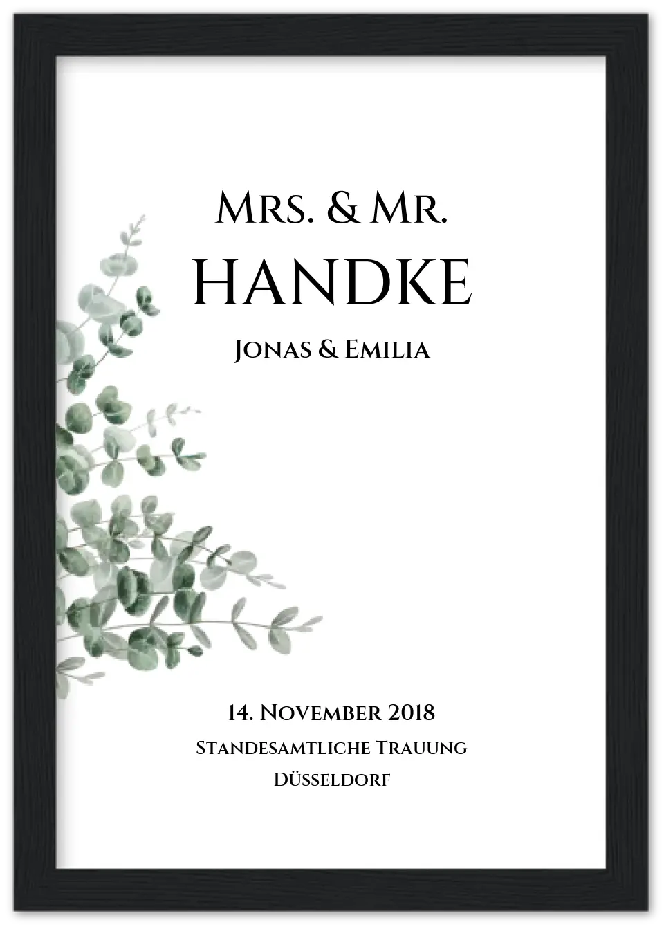 Personalisiertes Hochzeitsposter "Just Married" | "Mr. & Mrs." Hochzeitsgeschenk mit Namen und Datum