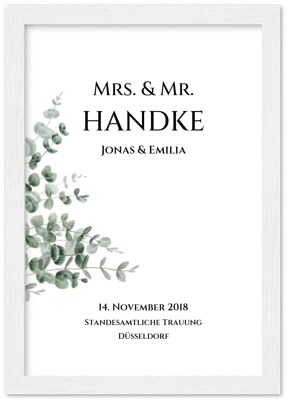 Personalisiertes Hochzeitsposter "Just Married" | "Mr. & Mrs." Hochzeitsgeschenk mit Namen und Datum