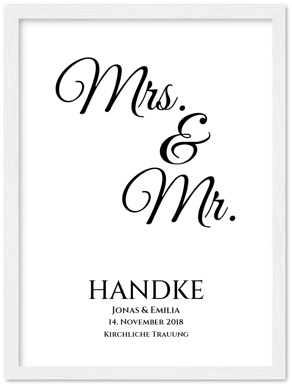 Personalisiertes Hochzeitsposter "Mr. & Mrs." | Hochzeitsgeschenk mit Namen und Datum | LGBTQ+