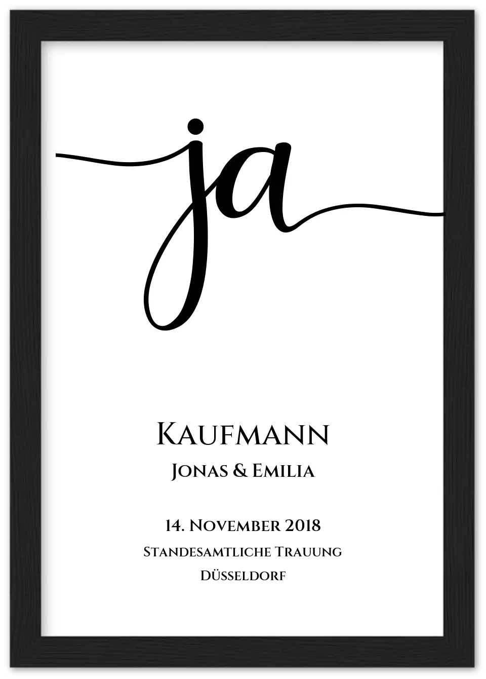 Personalisiertes Hochzeitsposter "JA" | Hochzeitsgeschenk mit Namen und Datum