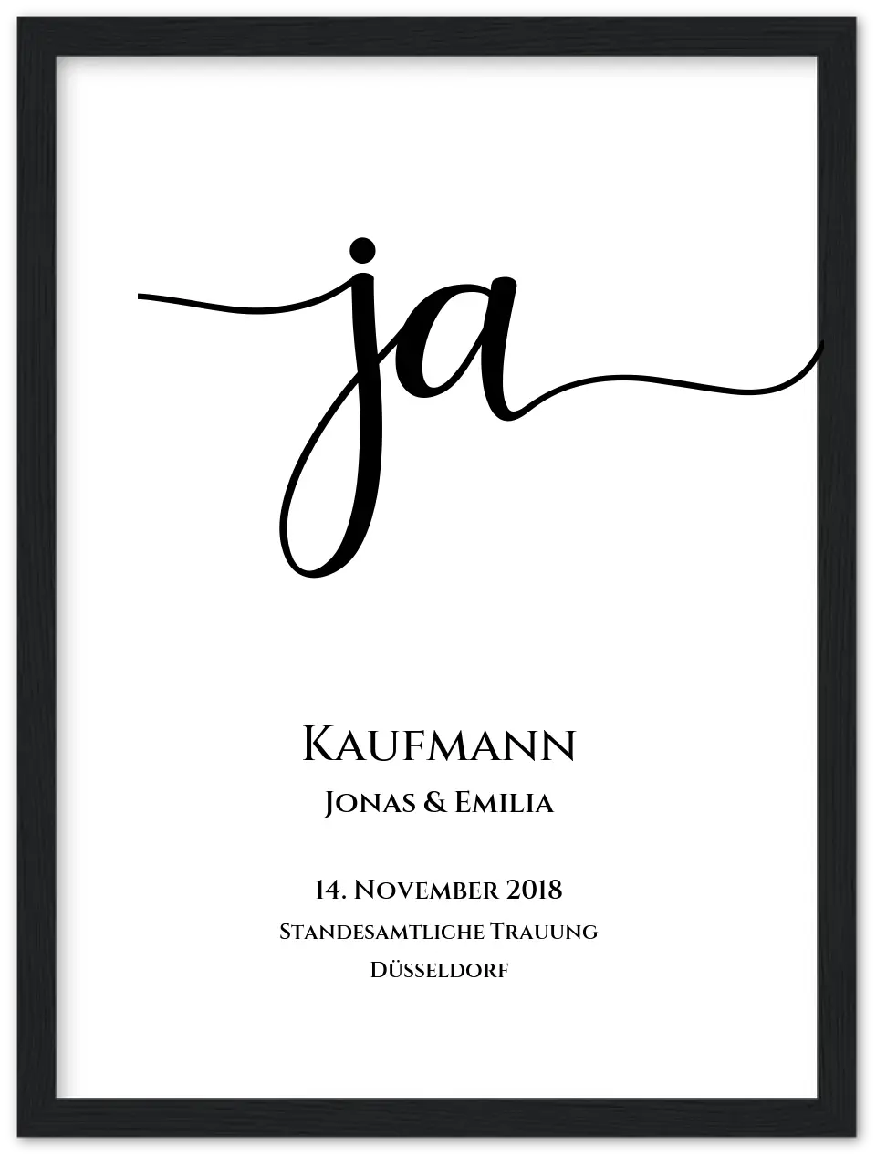 Personalisiertes Hochzeitsposter "JA" | Hochzeitsgeschenk mit Namen und Datum
