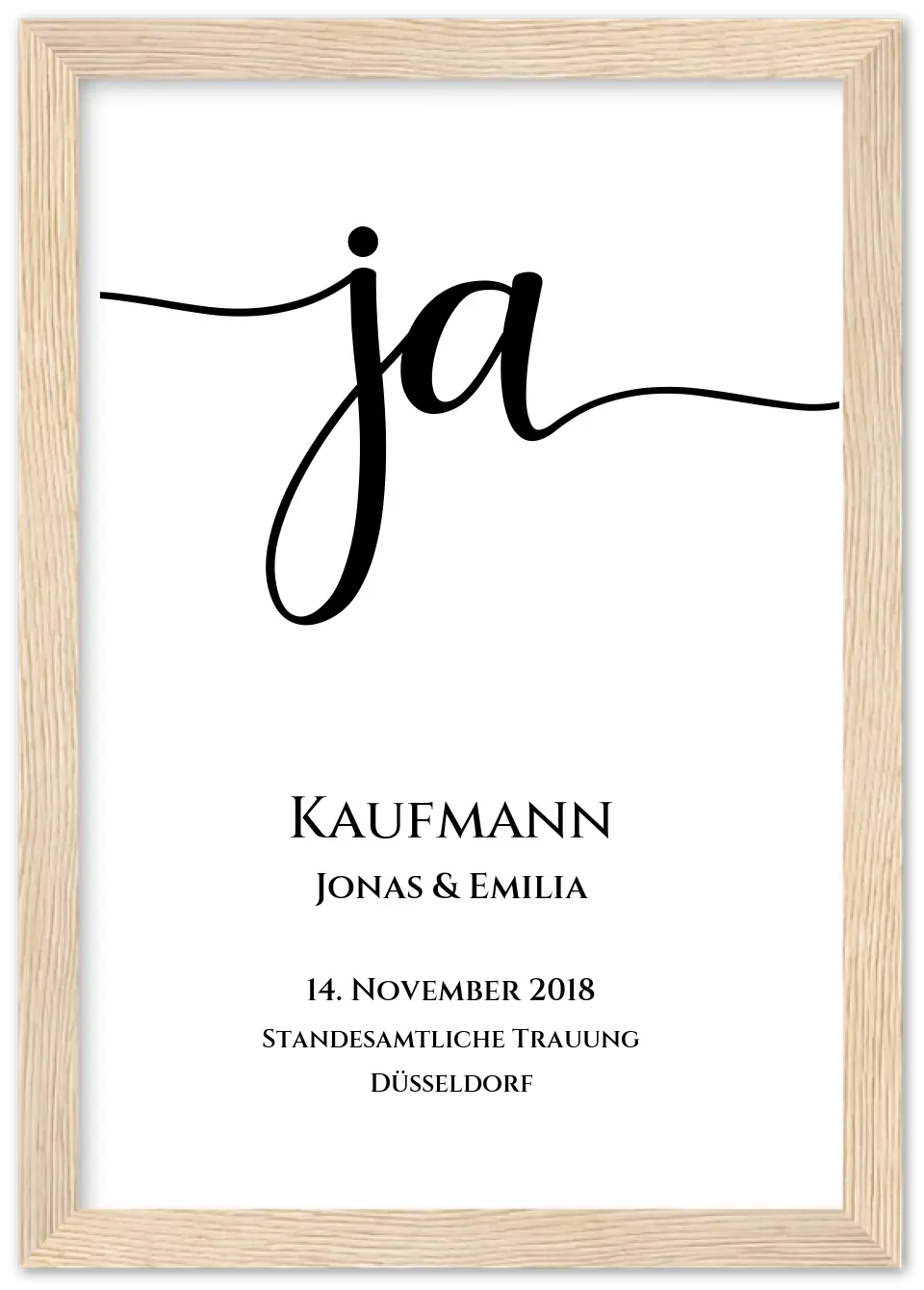 Personalisiertes Hochzeitsposter "JA" | Hochzeitsgeschenk mit Namen und Datum