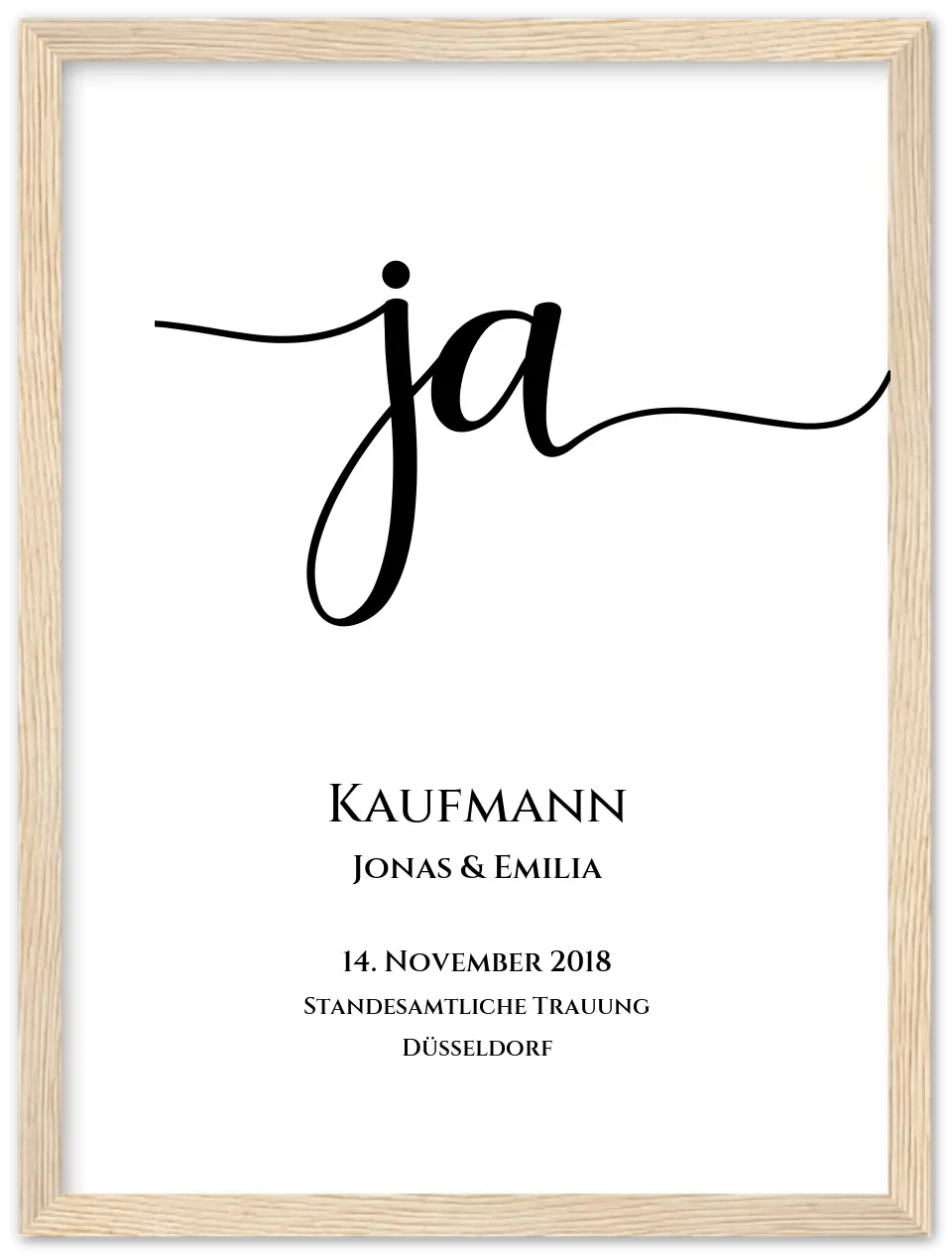 Personalisiertes Hochzeitsposter "JA" | Hochzeitsgeschenk mit Namen und Datum