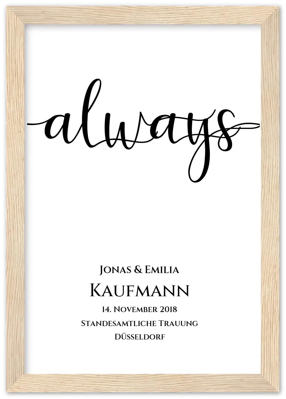Personalisiertes Hochzeitsposter "ALWAYS" | Hochzeitsgeschenk mit Namen und Datum