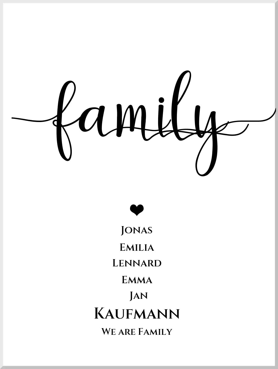Geschenk Familie Poster "FAMILY" | Geburtstagsgeschenk, Muttertagsgeschenk, Weihnachtsgeschenk mit Namen personalisiert