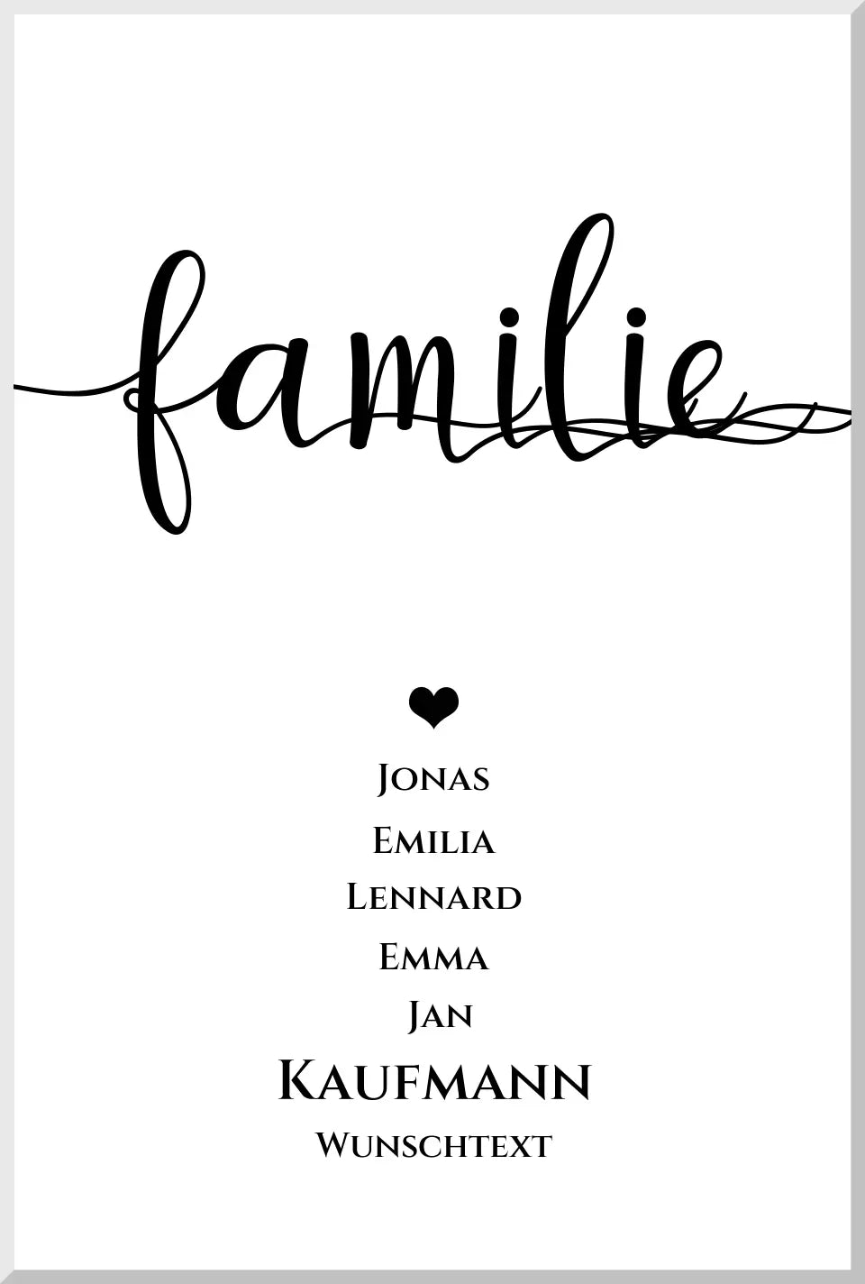 Familie Bild Geschenk "FAMILIE" Poster | Familiengeschenk mit Namen personalisiert | Geschenk beste Freunde