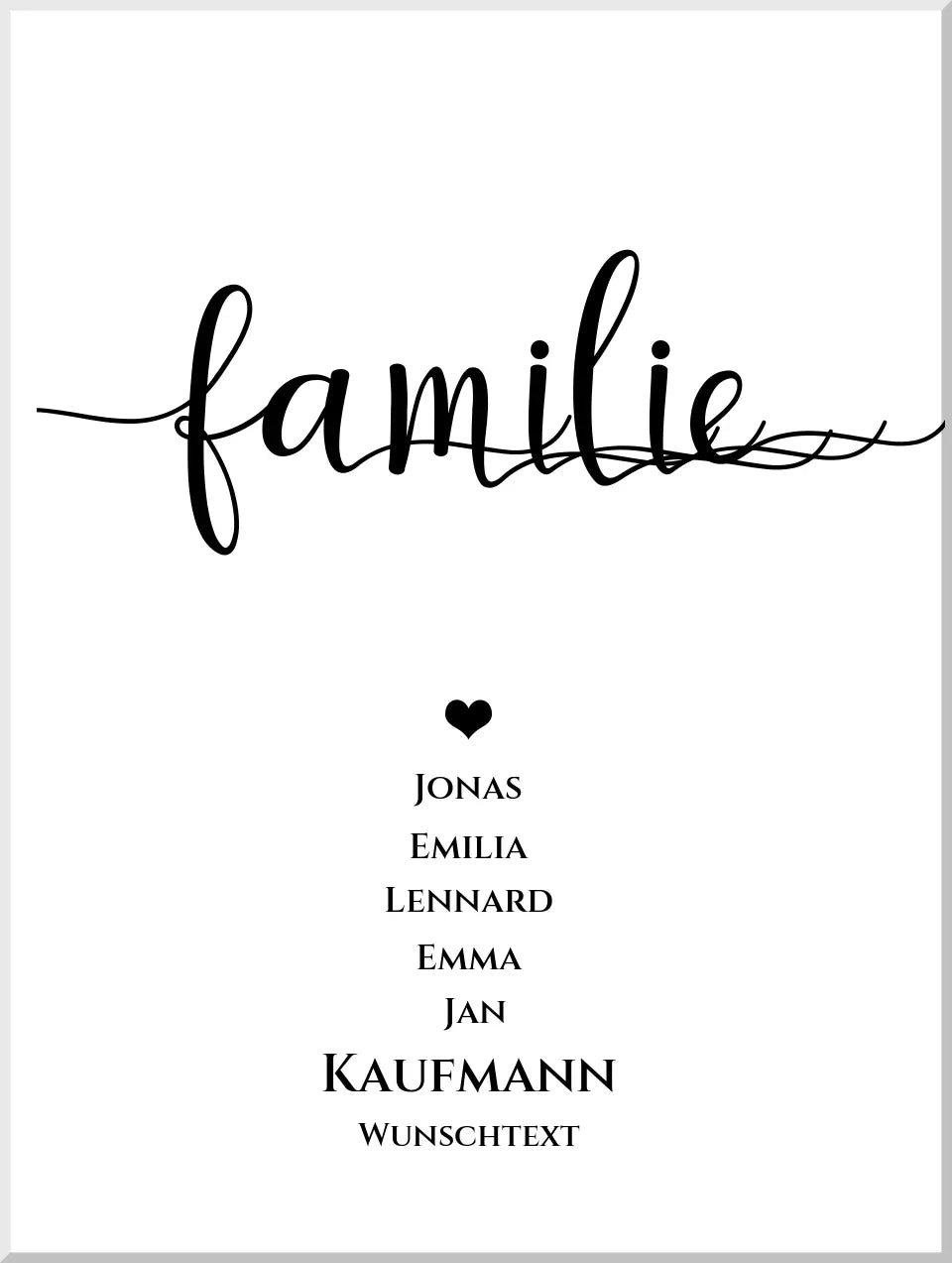 Familie Bild Geschenk "FAMILIE" Poster | Familiengeschenk mit Namen personalisiert | Geschenk beste Freunde