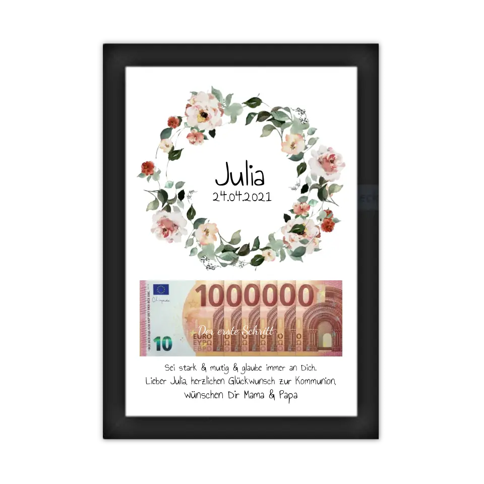 Geldgeschenk Wunscherfüller - Personalisiertes Geschenk, Geldgeschenk zum Geburtstag, Jugendweihe, Kommunion, Konfirmation, Geburtstagsgeschenk 1. Million