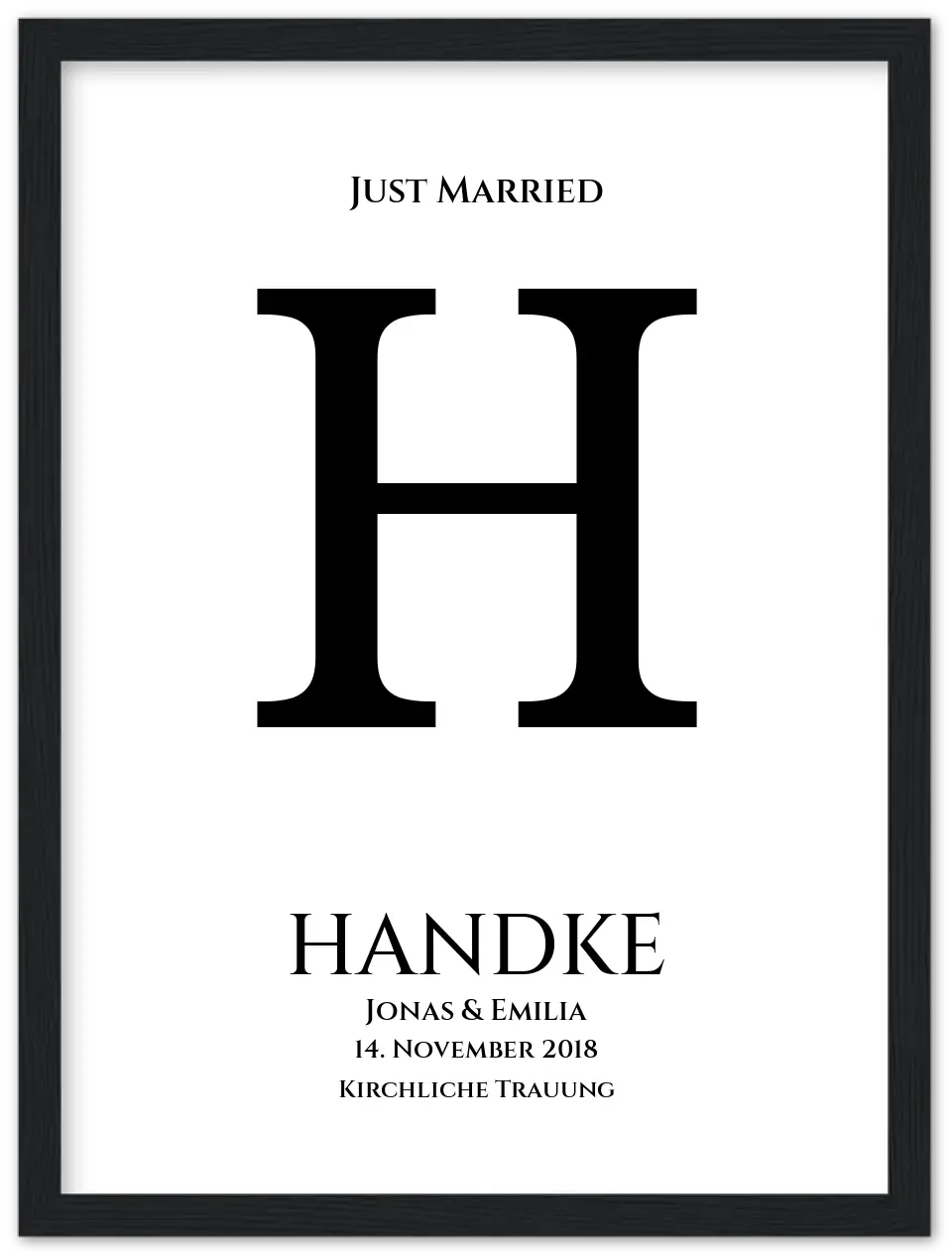Personalisiertes Hochzeitsposter "Just Married" | Hochzeitsgeschenk mit Namen und Datum