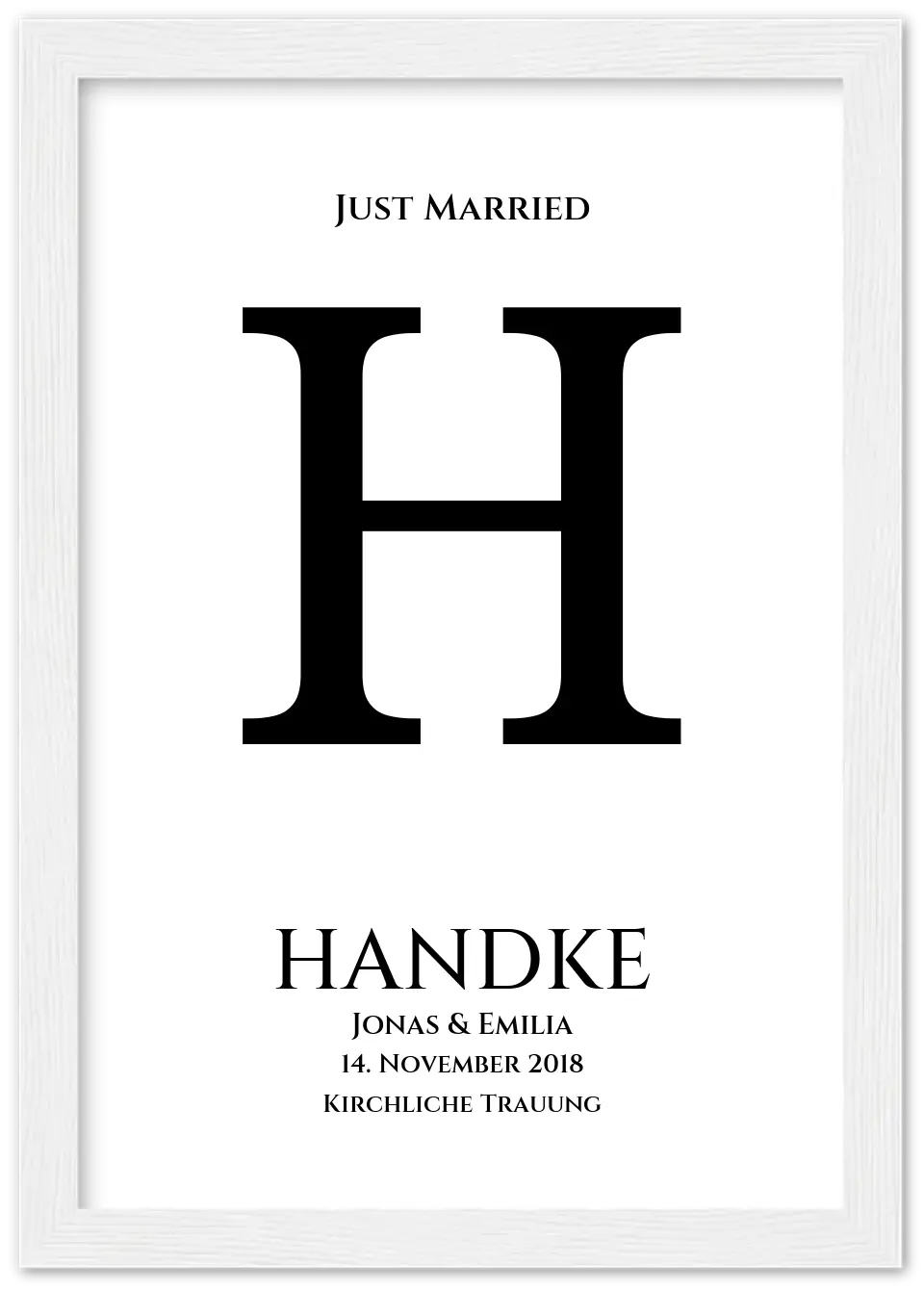Personalisiertes Hochzeitsposter "Just Married" | Hochzeitsgeschenk mit Namen und Datum