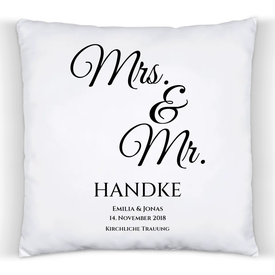 "Mr. & MRS." Kissen Hochzeitsgeschenk | Geschenk Hochzeitskissen Brautpaar | Geschenkidee zur Hochzeit, Hochzeitstag, Valentinstag, Geburtstag