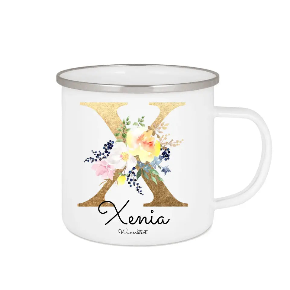 Schulanfang Kindertasse Schulkind 2024 - Emaille Kinderbecher Einschulung mit Namen personalisiert - Einschulungsgeschenk