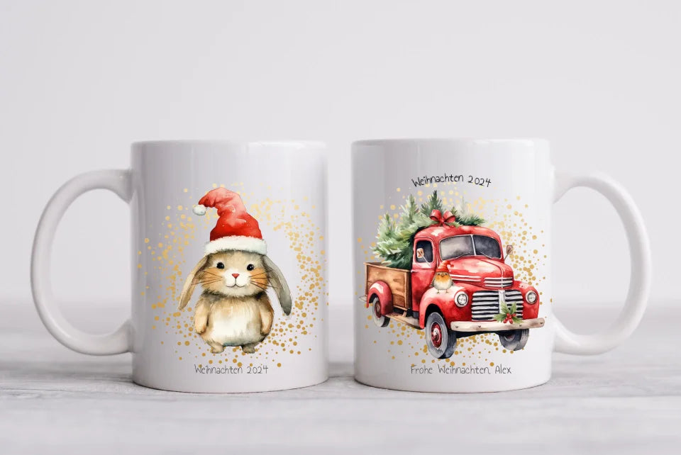 Geschenk Nikolaus, Weihnachten personalisiert - Kindertasse, Kinderbecher, Kinderteller - Nikolaustasse, Weihnachtstasse - mit Name