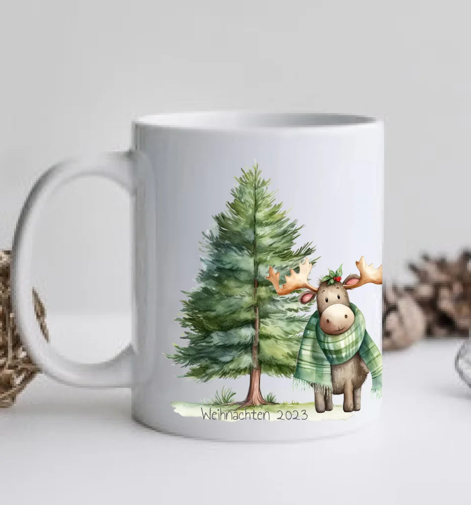 Geschenk Nikolaus, Weihnachten personalisiert - Kindertasse, Kinderbecher, Kinderteller - Nikolaustasse, Weihnachtstasse - Eule