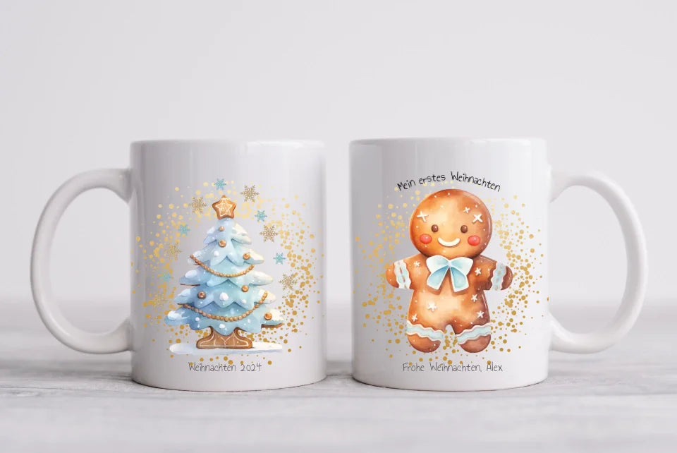Geschenk Nikolaus, Weihnachten personalisiert - Kindertasse, Kinderbecher, Kinderteller - Nikolaustasse, Weihnachtstasse - mit Name