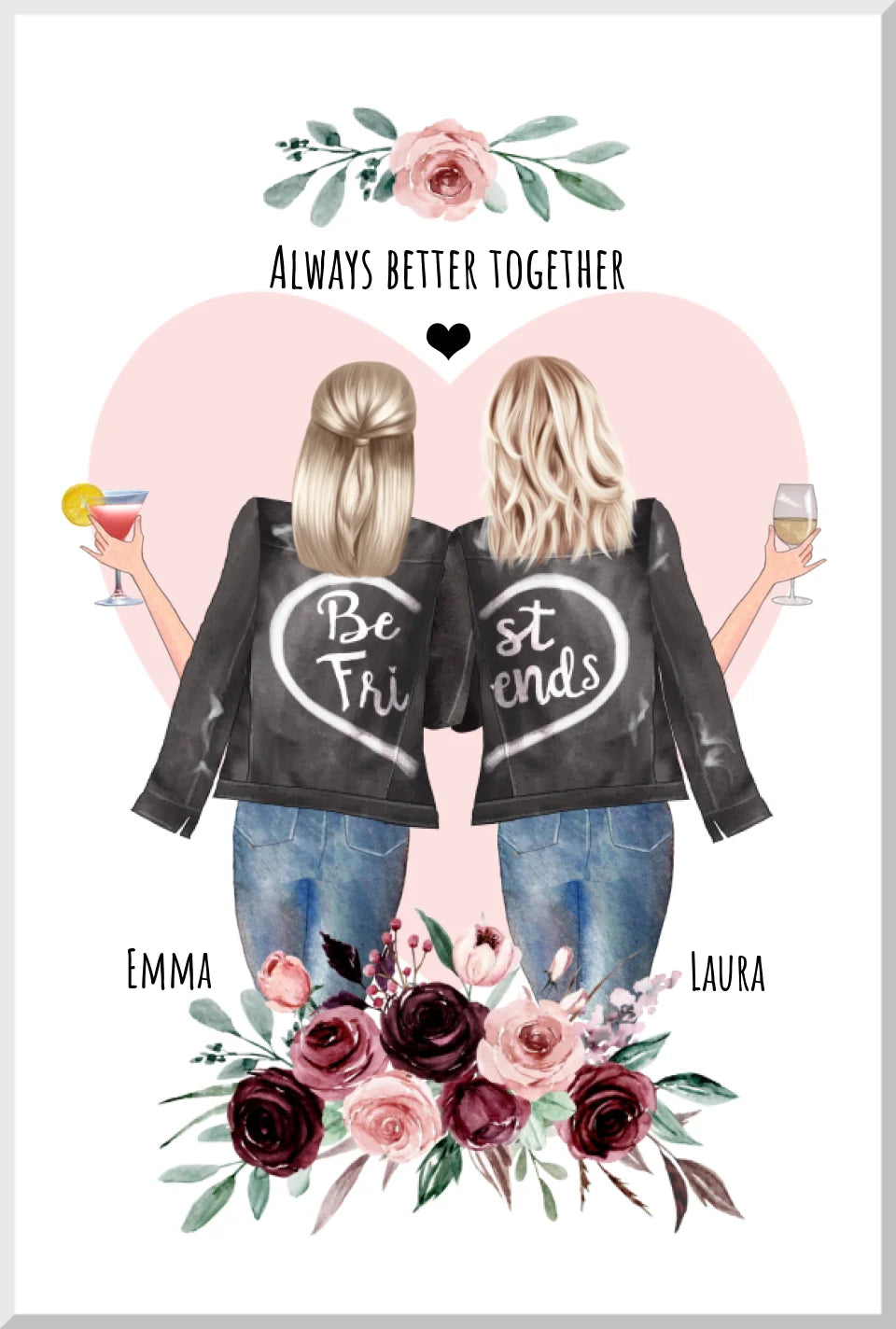 2 Beste Freundinnen Bild Poster Geburtstag Geschenk Schwester personalisiert