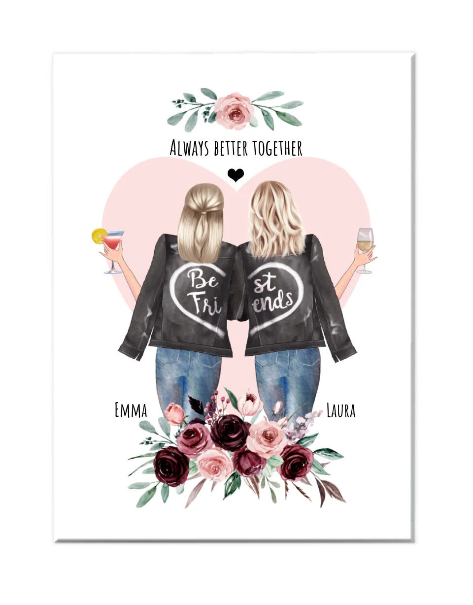 2 Beste Freundinnen Bild Poster Geburtstag Geschenk Schwester personalisiert